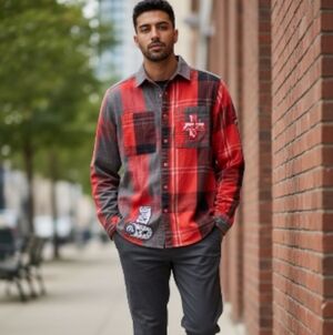 Cookies Heavyweight Cotton Flannel Fabric W/Logo Patches Plaid Shirt. Me…